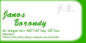 janos borondy business card